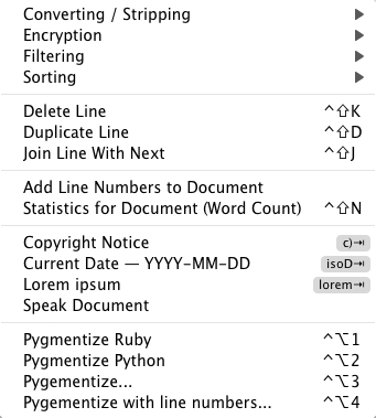 The Text menu