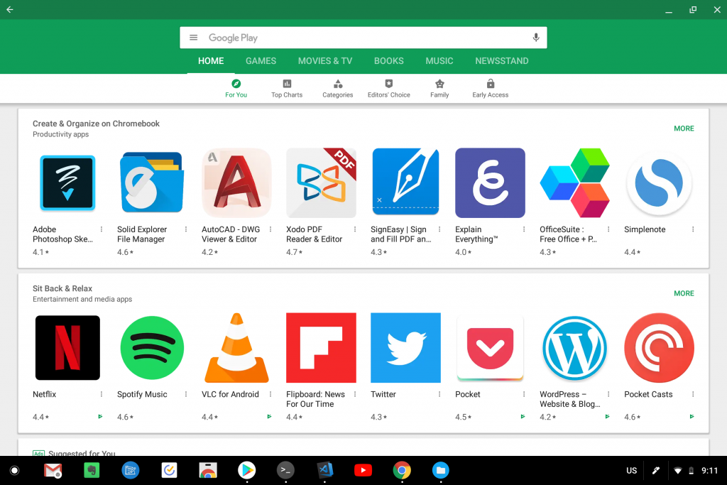The Google Play Store on the Pixelbook