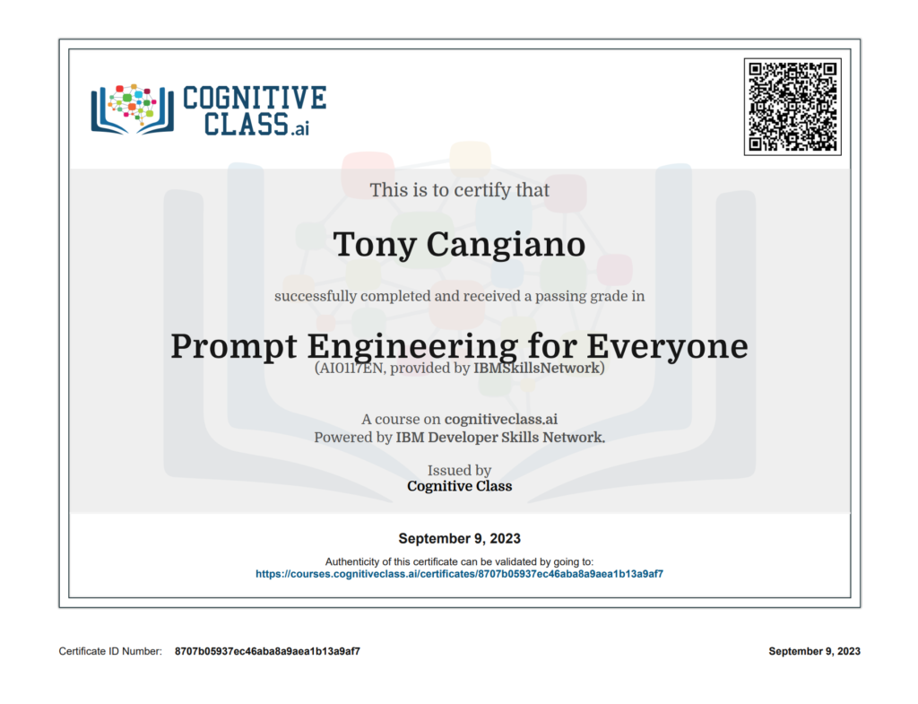 Prompt Engineering certificate